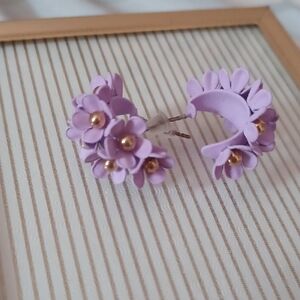 Lavender Floral Hoop Earrings